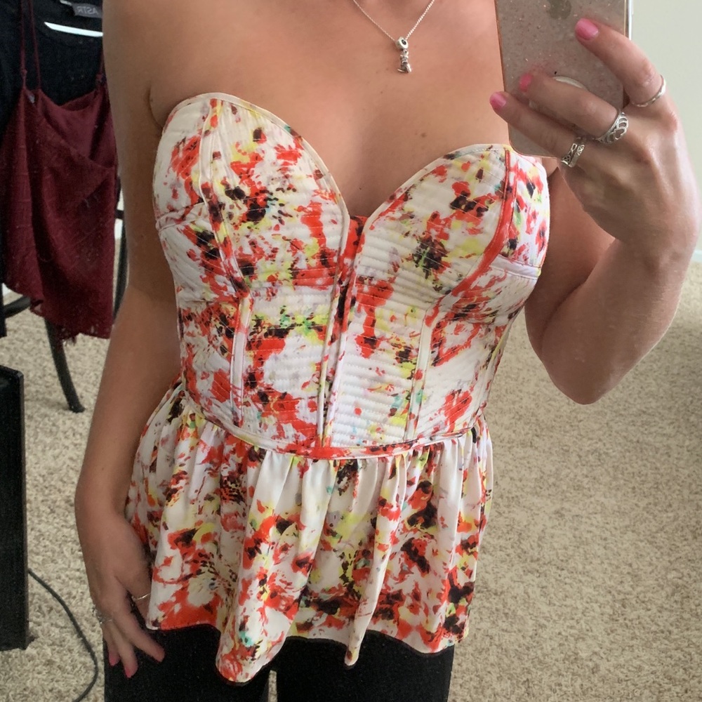 Parker silk floral corset top